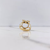 Owl Silhouette Ring 3.55gr / Size 7 3/4 / Brown and Black Zircons Yellow Gold &