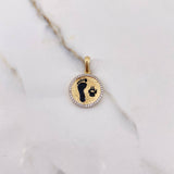 Pendant Footprint Medal 2.45gr / 2.6cm / White Zircons 18K Yellow Gold #