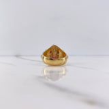 Virgin Guadalupe Ring 7.85gr / Size 7 1/4 / Crosses with Fuchsia, Green, White Zircons Two-tone Yellow and Rose Gold $