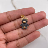 Pendant Bear 3.45gr / 2.4cm / Black Brown Zircons Yellow Gold &