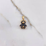 Pendant Bear 3.45gr / 2.4cm / Black Brown Zircons Yellow Gold &