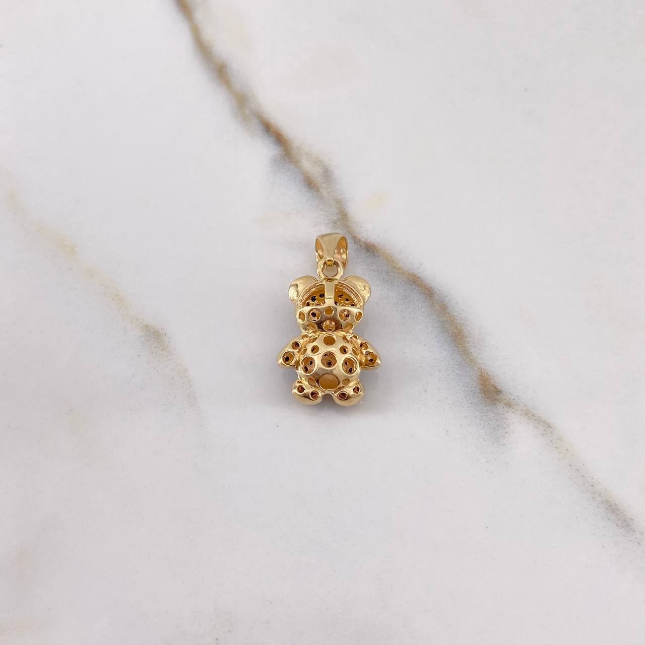 Pendant Bear 3.45gr / 2.4cm / Black Brown Zircons Yellow Gold &