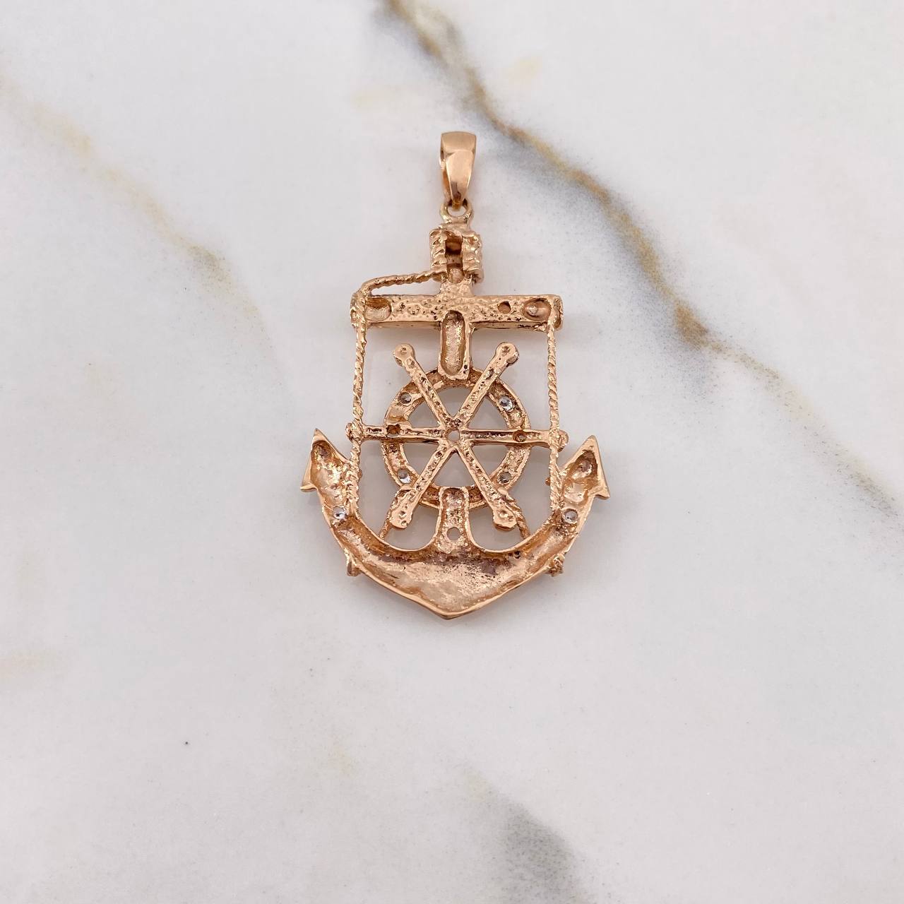 Pendant Anchor Rudder 5.4gr / 4.3cm / White Zircons Two White Rose Gold $