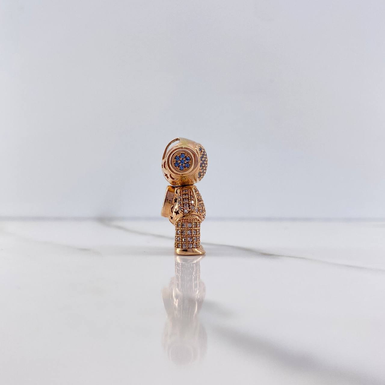 Dije Astronauta 9.65gr / 2.7cm / Circones Azules Blancos Oro Rosa &
