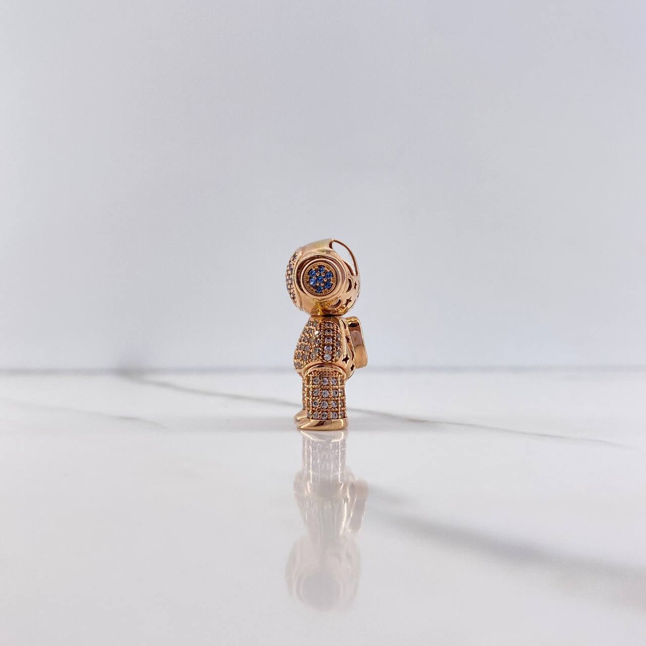 Dije Astronauta 9.65gr / 2.7cm / Circones Azules Blancos Oro Rosa &