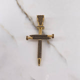 Pendant Nail Cross 7.8gr / 6cm / Black Zircons Yellow Gold $