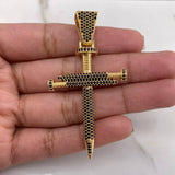 Pendant Nail Cross 7.8gr / 6cm / Black Zircons Yellow Gold $