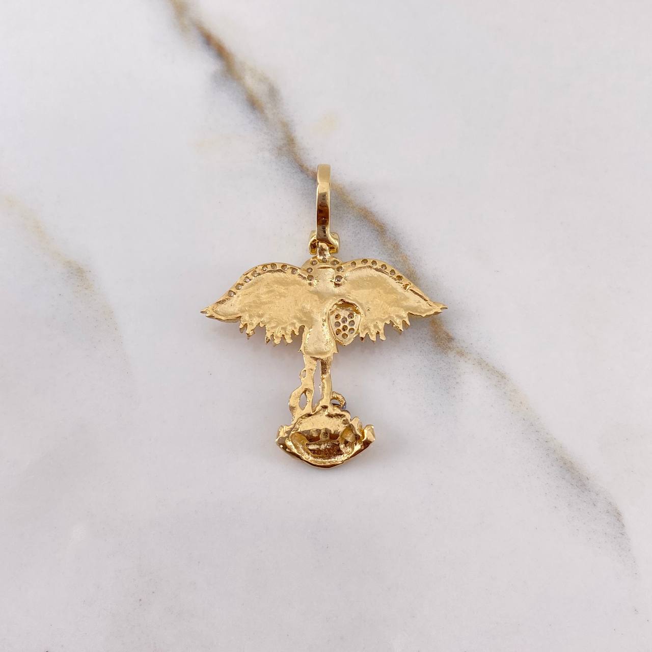 Pendant San Miguel Arcangel 4.5gr / 3.3cm / White Zircons Two-tone Yellow White Gold &
