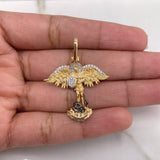 Pendant San Miguel Arcangel 4.5gr / 3.3cm / White Zircons Two-tone Yellow White Gold &