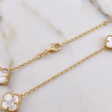Cadena Aro Seguido Trebol 6.8gr / 45cm / 1mm Nacar Blanco Oro Amarillo +4 &