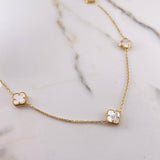 Cadena Aro Seguido Trebol 6.8gr / 45cm / 1mm Nacar Blanco Oro Amarillo +4 &