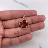 Pendant Clover VCyA 2.6gr / 2.5cm / Red Agate Yellow Gold $
