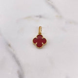 Pendant Clover VCyA 2.6gr / 2.5cm / Red Agate Yellow Gold $