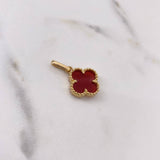 Pendant Clover VCyA 2.6gr / 2.5cm / Red Agate Yellow Gold $