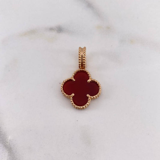 Pendant Clover 3.3gr / 2.6cm / Red Agate Rose Gold $