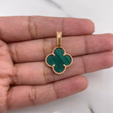 Dije Trebol 3.15gr / 2.6cm / Malaquita Verde Oro Rosa $