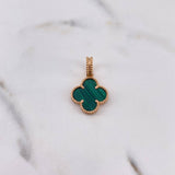 Dije Trebol 3.15gr / 2.6cm / Malaquita Verde Oro Rosa $