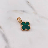 Dije Trebol 3.15gr / 2.6cm / Malaquita Verde Oro Rosa $
