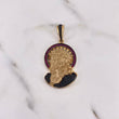 Pendant Christ Face 13.3gr / 4.9cm / Fuchsia Black Zircons Yellow Gold $