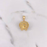 Pendant Indian 4.4gr / 3cm / Green Fuchsia Blue Zircons Yellow Gold $