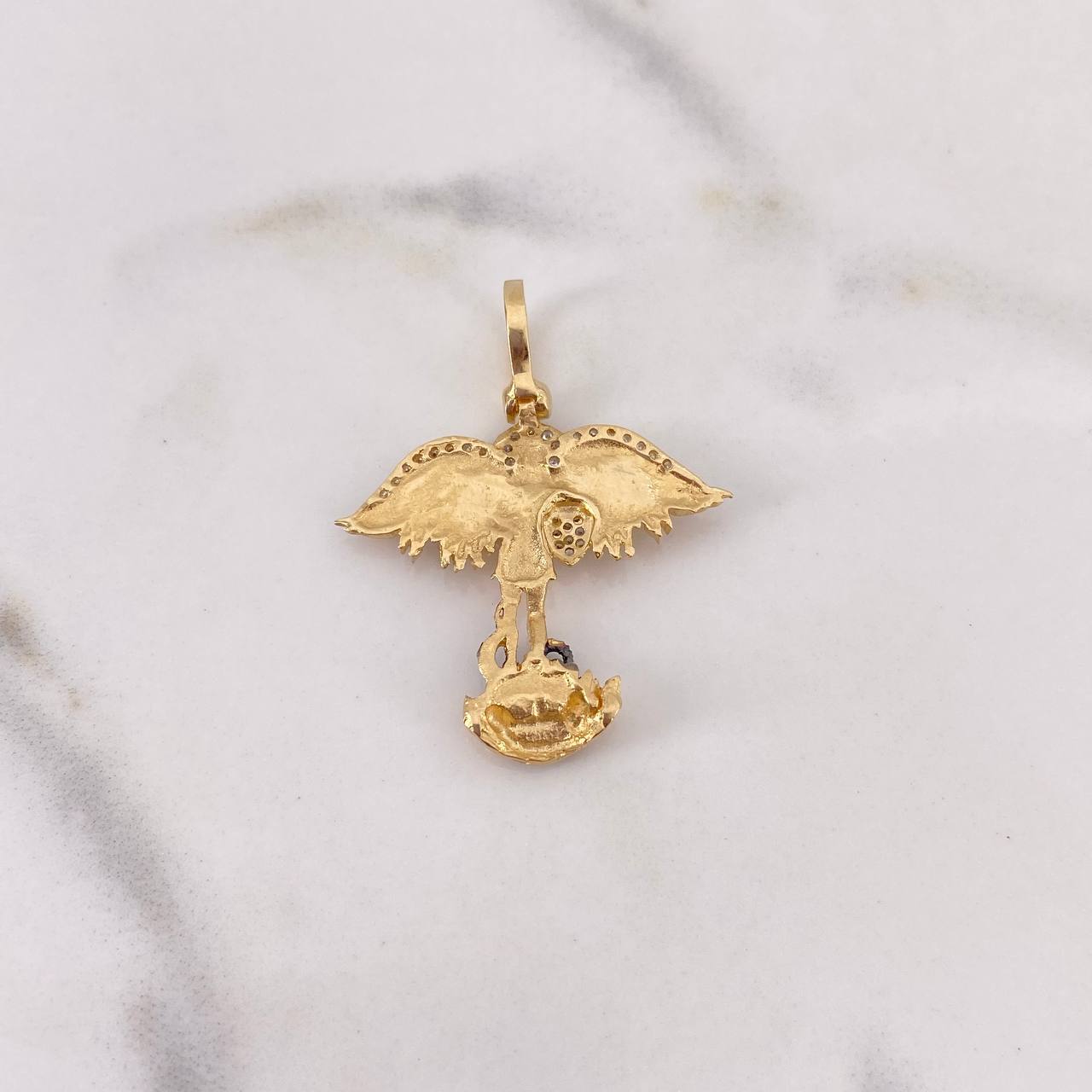 Pendant San Miguel Arcangel 4.6gr / 3.4cm / White Zirconia Two-tone Yellow White Gold $