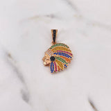Dije Indio 5.8gr / 3.3cm / Circones Colores Oro Rosa $