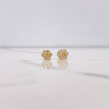 Topos Flor Carita 0.9gr / Circones Blancos Oro Amarillo 18K $