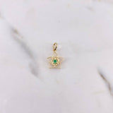 Dije Flor De Loto 0.65gr / 1.8cm / Esmeralda 8 Pts Oro Amarillo 18K (Joya) &