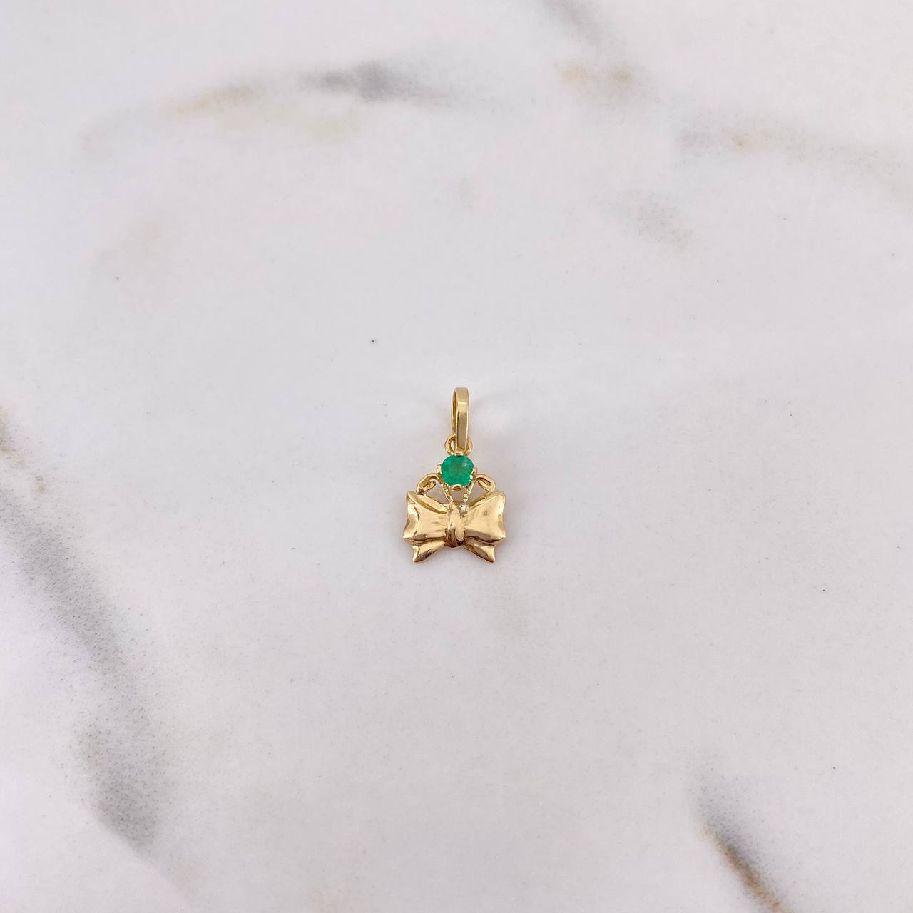 Pendant Butterfly 0.4gr / 1.4cm / Emerald 6 Pts 18K Yellow Gold (Jewel) &