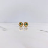 Topos Flor De Loto 1.15gr / Esmeralda 13 Pts Oro Amarillo 18K (Joya) &