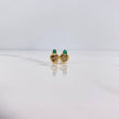 Stud Earrings Corazon Rayas 0.95gr / Esmeralda 13 Pts Oro Amarillo 18K (Jewel) &