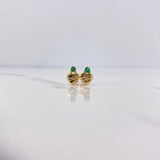 Stud Earrings Corazon Rayas 0.95gr / Esmeralda 13 Pts Oro Amarillo 18K (Jewel) &