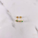 Stud Earrings Corazon Rayas 0.95gr / Esmeralda 13 Pts Oro Amarillo 18K (Jewel) &