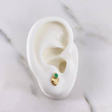 Stud Earrings Corazon Rayas 0.95gr / Esmeralda 13 Pts Oro Amarillo 18K (Jewel) &
