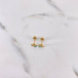 Stud Earrings Leaves 0.7gr / Emerald 6 Pts Yellow Gold 18K (Jewel) &