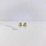 Stud Earrings Leaves 0.7gr / Emerald 6 Pts Yellow Gold 18K (Jewel) &