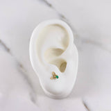 Stud Earrings Leaves 0.7gr / Emerald 6 Pts Yellow Gold 18K (Jewel) &