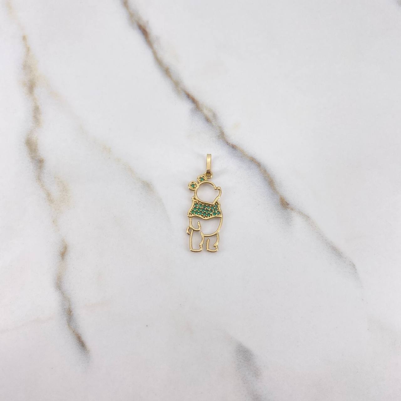Pendant Honey Bear 1.6gr / 3cm / Green Zircons Yellow Gold $