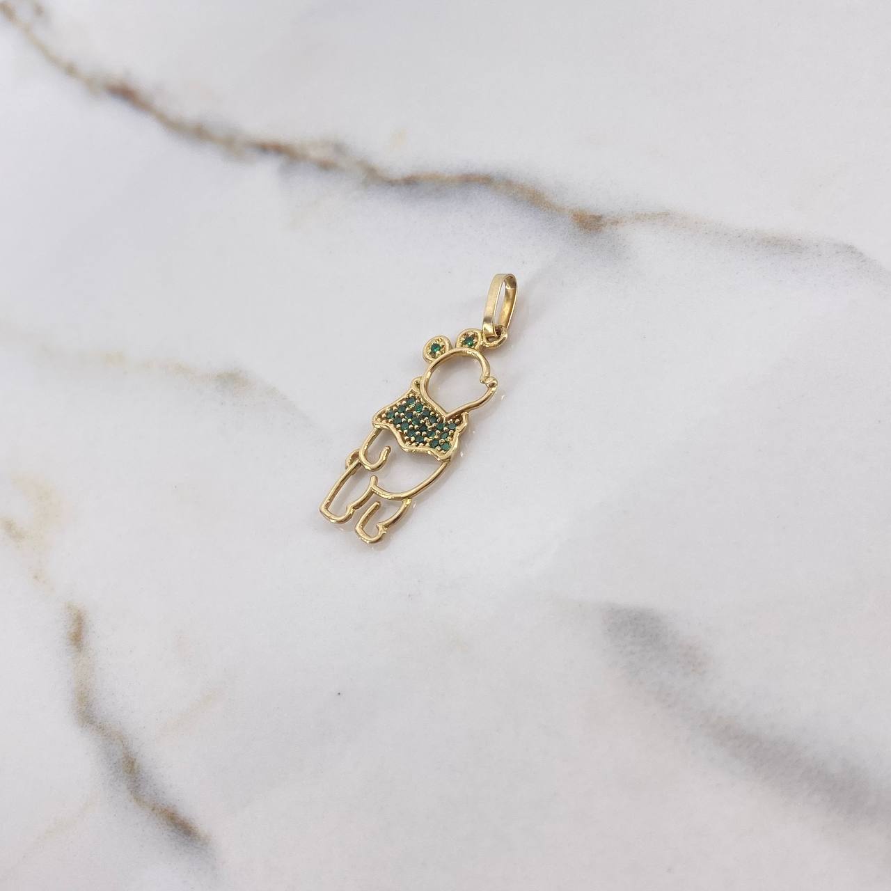 Pendant Honey Bear 1.6gr / 3cm / Green Zircons Yellow Gold $