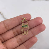 Pendant Honey Bear 1.6gr / 3cm / Green Zircons Yellow Gold $