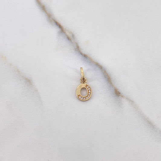Pendant Letter O 0.65gr / White Zircons Yellow Gold $