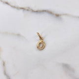Pendant Letter O 0.65gr / White Zircons Yellow Gold $