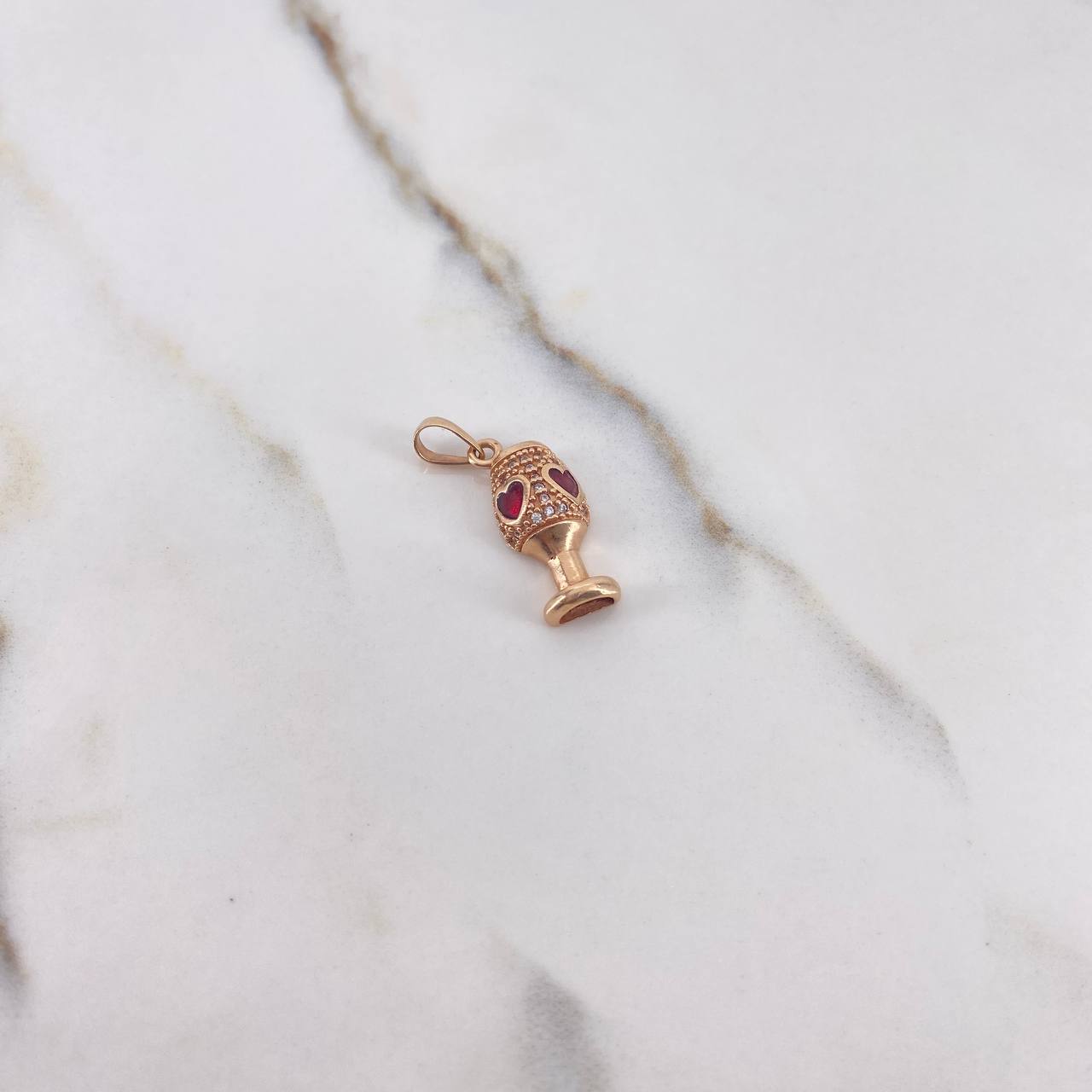 Pendant Cup 2.3gr / 2.4cm / White Zircons Rose Gold $