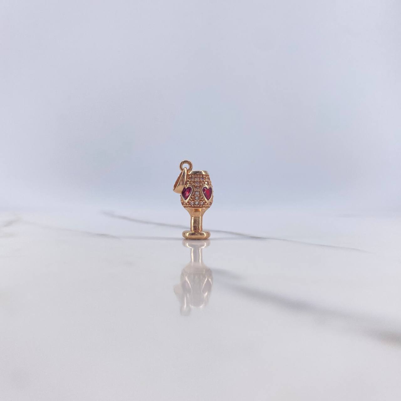 Pendant Cup 2.3gr / 2.4cm / White Zircons Rose Gold $