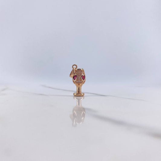 Pendant Cup 2.3gr / 2.4cm / White Zircons Rose Gold $