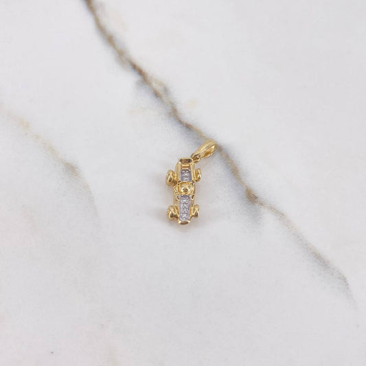 Pendant Auto 1.6gr / 2cm / White Zirconia Two-tone Yellow and White Gold $