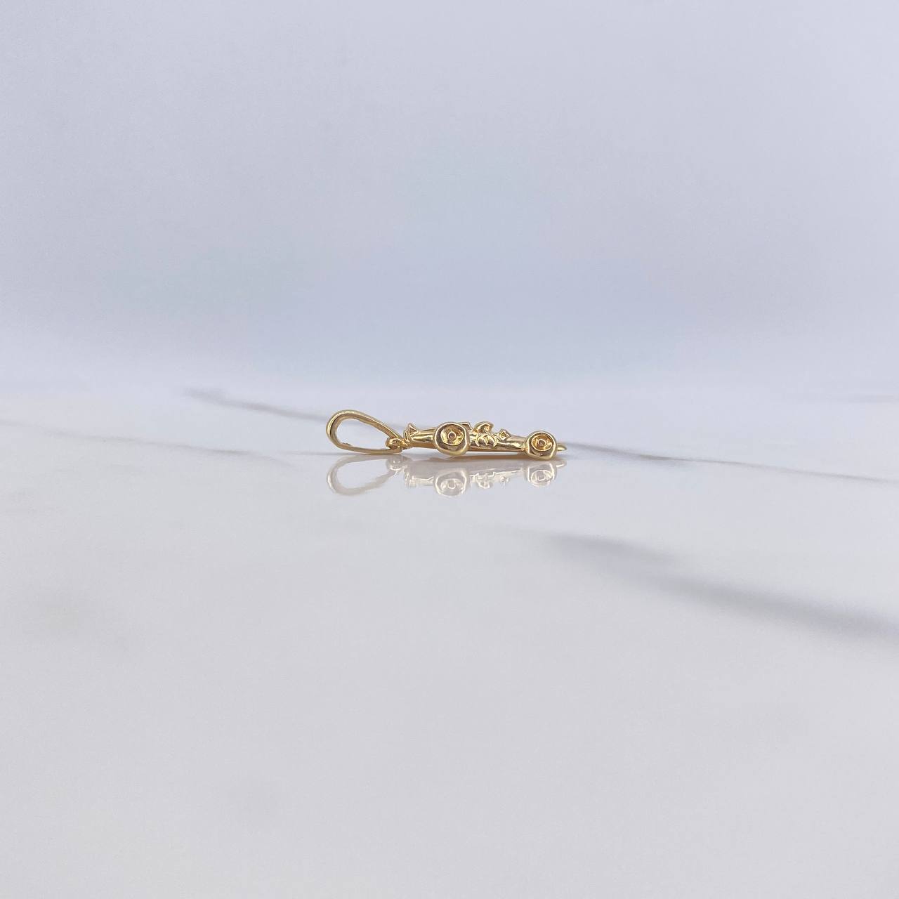 Pendant Auto 1.6gr / 2cm / White Zirconia Two-tone Yellow and White Gold $