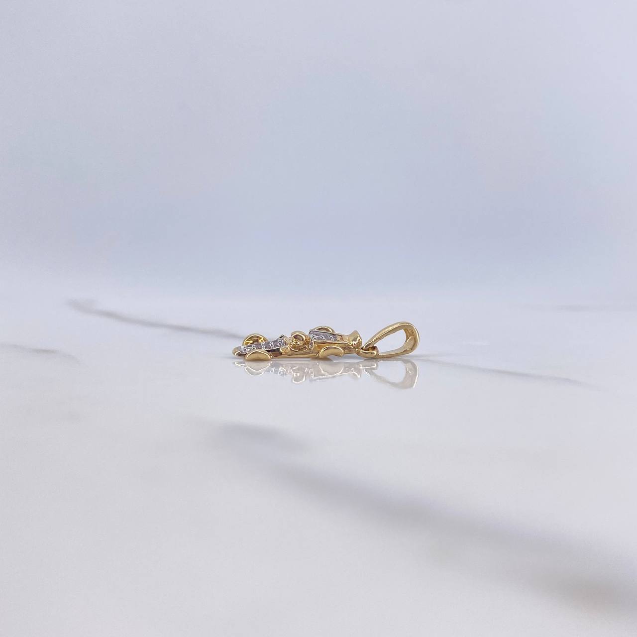 Pendant Auto 1.6gr / 2cm / White Zirconia Two-tone Yellow and White Gold $