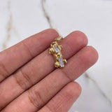 Pendant Auto 1.6gr / 2cm / White Zirconia Two-tone Yellow and White Gold $