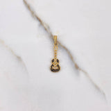 Pendant Guitar 1.25gr / 2.6cm / Black White Zircons Yellow Gold $